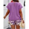 imageSOLY HUX Womens Plus Size 2 Piece Outfits Summer Printed Short Sleeve Blouse Tops and Shorts SetPurple Printed