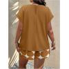 imageSOLY HUX Womens Plus Size 2 Piece Outfits Summer Printed Short Sleeve Blouse Tops and Shorts SetRust Brown Printed