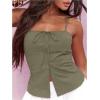 imageSOLY HUX Womens Tie Front Button Down Cami Top Y2k Spaghetti Strap Bustier Corset Tops CamisolePlain Green