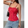 imageSOLY HUX Womens Tie Front Button Down Cami Top Y2k Spaghetti Strap Bustier Corset Tops CamisolePlain Red