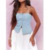imageSOLY HUX Womens Tie Front Button Down Cami Top Y2k Spaghetti Strap Bustier Corset Tops CamisoleSolid Blue