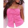 imageSOLY HUX Womens Tie Front Button Down Cami Top Y2k Spaghetti Strap Bustier Corset Tops CamisoleSolid Pink