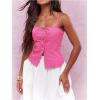 imageSOLY HUX Womens Tie Front Button Down Cami Top Y2k Spaghetti Strap Bustier Corset Tops CamisoleSolid Pink