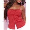 imageSOLY HUX Womens Tie Front Button Down Cami Top Y2k Spaghetti Strap Bustier Corset Tops CamisoleSolid Red