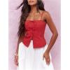 imageSOLY HUX Womens Tie Front Button Down Cami Top Y2k Spaghetti Strap Bustier Corset Tops CamisoleSolid Red
