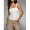 imageSOLY HUX Womens Tie Front Button Down Cami Top Y2k Spaghetti Strap Bustier Corset Tops CamisoleSolid White