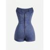 imageSOLY HUX Womens Y2k Tube Top Denim Romper Wrap Strapless Bodycon Short JumpsuitsPlain Dark Blue