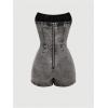 imageSOLY HUX Womens Y2k Tube Top Denim Romper Wrap Strapless Bodycon Short JumpsuitsPlain Grey