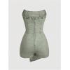 imageSOLY HUX Womens Y2k Tube Top Denim Romper Wrap Strapless Bodycon Short JumpsuitsPure Green