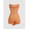 imageSOLY HUX Womens Y2k Tube Top Denim Romper Wrap Strapless Bodycon Short JumpsuitsPure Orange