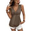 imageSOLY HUX Womens Peplum Tank Top Twist Front V Neck Sleeveless Babydoll Summer Going Out TopsSolid Coffee Brown