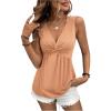 imageSOLY HUX Womens Peplum Tank Top Twist Front V Neck Sleeveless Babydoll Summer Going Out TopsSolid Orange
