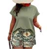 imageSOLY HUX Womens Plus Size 2 Piece Outfits Summer Printed Short Sleeve Blouse Tops and Shorts SetGreen Printed