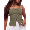 imageSOLY HUX Womens Tie Front Button Down Cami Top Y2k Spaghetti Strap Bustier Corset Tops CamisolePlain Green
