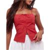 imageSOLY HUX Womens Tie Front Button Down Cami Top Y2k Spaghetti Strap Bustier Corset Tops CamisoleSolid Red