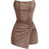 imageSOLY HUX Womens Y2k Tube Top Denim Romper Wrap Strapless Bodycon Short JumpsuitsPure Coffee Brown