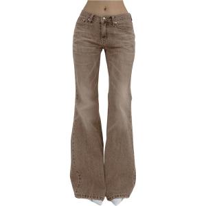 imageSOLY HUX Womens Low Rise Flare Leg Stretchy Denim Pants Y2k Going Out Bell Bottom JeansPlain Brown