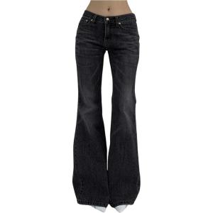 imageSOLY HUX Womens Low Rise Flare Leg Stretchy Denim Pants Y2k Going Out Bell Bottom JeansPlain Dark Grey