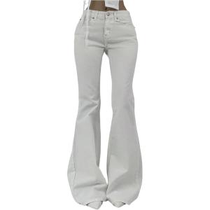 imageSOLY HUX Womens Low Rise Flare Leg Stretchy Denim Pants Y2k Going Out Bell Bottom JeansPlain White