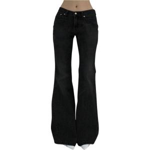 imageSOLY HUX Womens Low Rise Flare Leg Stretchy Denim Pants Y2k Going Out Bell Bottom JeansSolid Black
