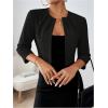 imageSOLY HUX Womens Blazer Jacket Open Front 34 Sleeve Pleated Work Office Cropped JacketPlain Black
