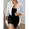 imageSOLY HUX Womens Blazer Jacket Open Front 34 Sleeve Pleated Work Office Cropped JacketPlain White