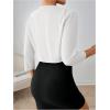 imageSOLY HUX Womens Blazer Jacket Open Front 34 Sleeve Pleated Work Office Cropped JacketPlain White