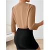 imageSOLY HUX Womens Blazer Jacket Open Front 34 Sleeve Pleated Work Office Cropped JacketPure Khaki