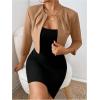imageSOLY HUX Womens Blazer Jacket Open Front 34 Sleeve Pleated Work Office Cropped JacketPure Khaki