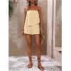imageSOLY HUX Womens Summer 2 Piece Outfits Sleeveless Asymmetrical Tube Top and Shorts SetPlain Apricot