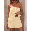 imageSOLY HUX Womens Summer 2 Piece Outfits Sleeveless Asymmetrical Tube Top and Shorts SetPlain Apricot