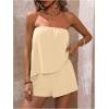imageSOLY HUX Womens Summer 2 Piece Outfits Sleeveless Asymmetrical Tube Top and Shorts SetPlain Apricot