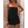 imageSOLY HUX Womens Summer 2 Piece Outfits Sleeveless Asymmetrical Tube Top and Shorts SetPlain Black