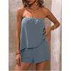 imageSOLY HUX Womens Summer 2 Piece Outfits Sleeveless Asymmetrical Tube Top and Shorts SetPlain Blue