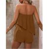 imageSOLY HUX Womens Summer 2 Piece Outfits Sleeveless Asymmetrical Tube Top and Shorts SetPlain Brown