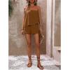 imageSOLY HUX Womens Summer 2 Piece Outfits Sleeveless Asymmetrical Tube Top and Shorts SetPlain Brown