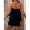 imageSOLY HUX Womens Summer 2 Piece Outfits Sleeveless Asymmetrical Tube Top and Shorts SetPlain Dark Blue
