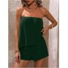imageSOLY HUX Womens Summer 2 Piece Outfits Sleeveless Asymmetrical Tube Top and Shorts SetPlain Dark Green