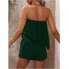 imageSOLY HUX Womens Summer 2 Piece Outfits Sleeveless Asymmetrical Tube Top and Shorts SetPlain Dark Green