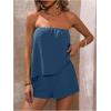 imageSOLY HUX Womens Summer 2 Piece Outfits Sleeveless Asymmetrical Tube Top and Shorts SetPlain Dusty Blue