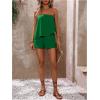 imageSOLY HUX Womens Summer 2 Piece Outfits Sleeveless Asymmetrical Tube Top and Shorts SetPlain Green
