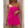 imageSOLY HUX Womens Summer 2 Piece Outfits Sleeveless Asymmetrical Tube Top and Shorts SetPlain Hotpink