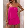 imageSOLY HUX Womens Summer 2 Piece Outfits Sleeveless Asymmetrical Tube Top and Shorts SetPlain Hotpink
