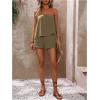 imageSOLY HUX Womens Summer 2 Piece Outfits Sleeveless Asymmetrical Tube Top and Shorts SetPlain Khaki