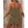 imageSOLY HUX Womens Summer 2 Piece Outfits Sleeveless Asymmetrical Tube Top and Shorts SetPlain Khaki