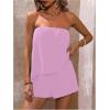 imageSOLY HUX Womens Summer 2 Piece Outfits Sleeveless Asymmetrical Tube Top and Shorts SetPlain Mauve Purple