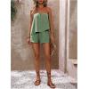 imageSOLY HUX Womens Summer 2 Piece Outfits Sleeveless Asymmetrical Tube Top and Shorts SetPlain Mint Green