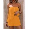 imageSOLY HUX Womens Summer 2 Piece Outfits Sleeveless Asymmetrical Tube Top and Shorts SetPlain Mustard Yellow