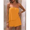imageSOLY HUX Womens Summer 2 Piece Outfits Sleeveless Asymmetrical Tube Top and Shorts SetPlain Mustard Yellow