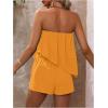 imageSOLY HUX Womens Summer 2 Piece Outfits Sleeveless Asymmetrical Tube Top and Shorts SetPlain Mustard Yellow